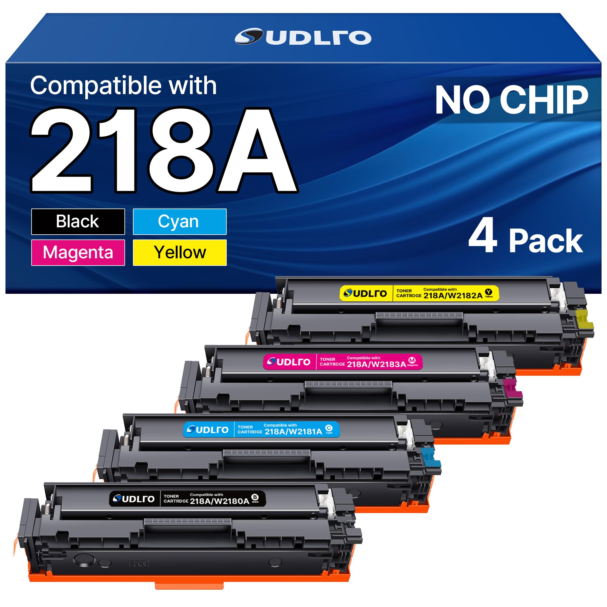 218A Toner Cartridges 4 Pack - MFP 3301fdw 218A Toner Replacement for HP 218A HP 218X Work for Color Laser Pro 3301fdw 3301cdw 3201dw 3301sdw Printer Ink W2180A , No CHIP, Black Cyan Yellow Magenta