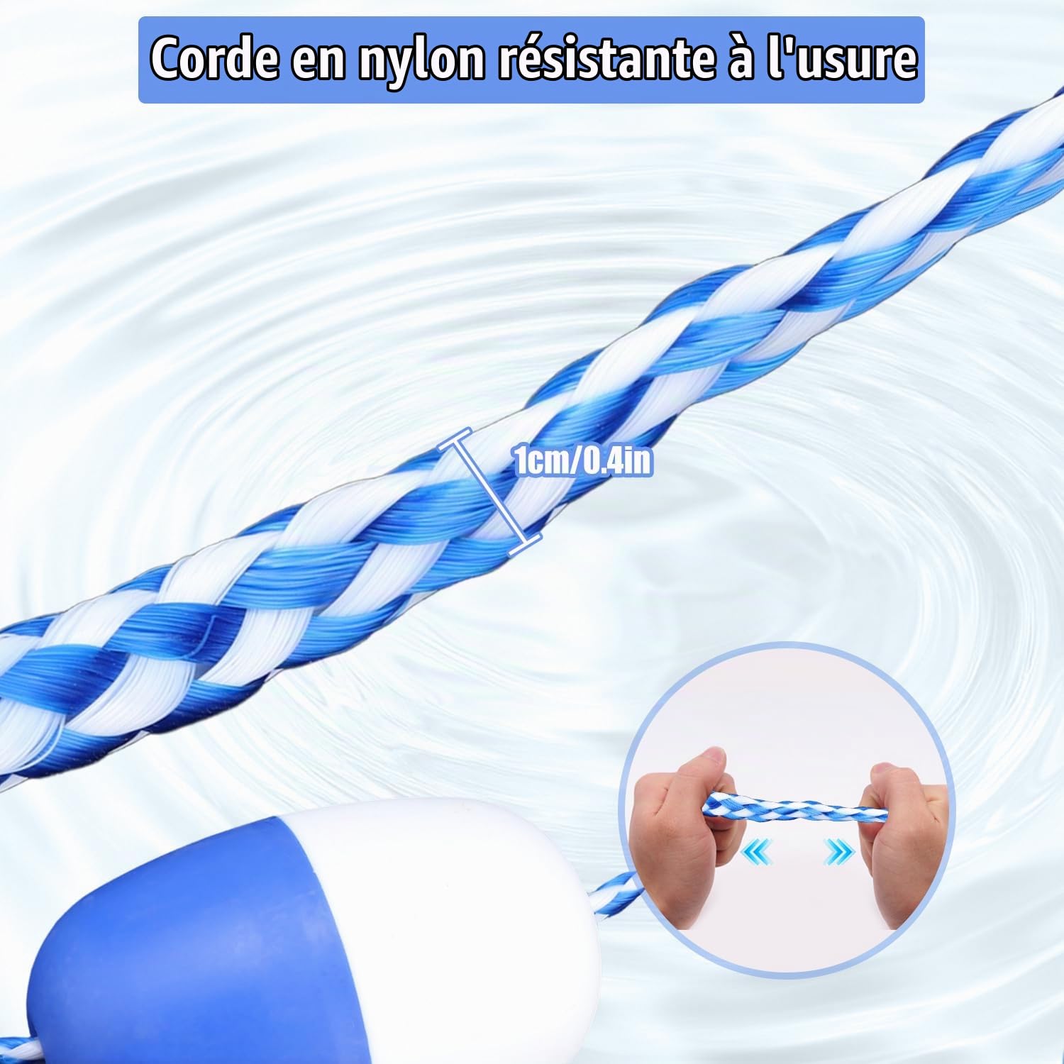 Corde de Séparation de Sécurité de 5 M pour Piscine, Séparateur de Sécurité À Cordon Flottant pour Piscine Avec Flotteurs et Crochets pour Diviser Les Zones Dangereuses Ou Les Couloirs de Nage