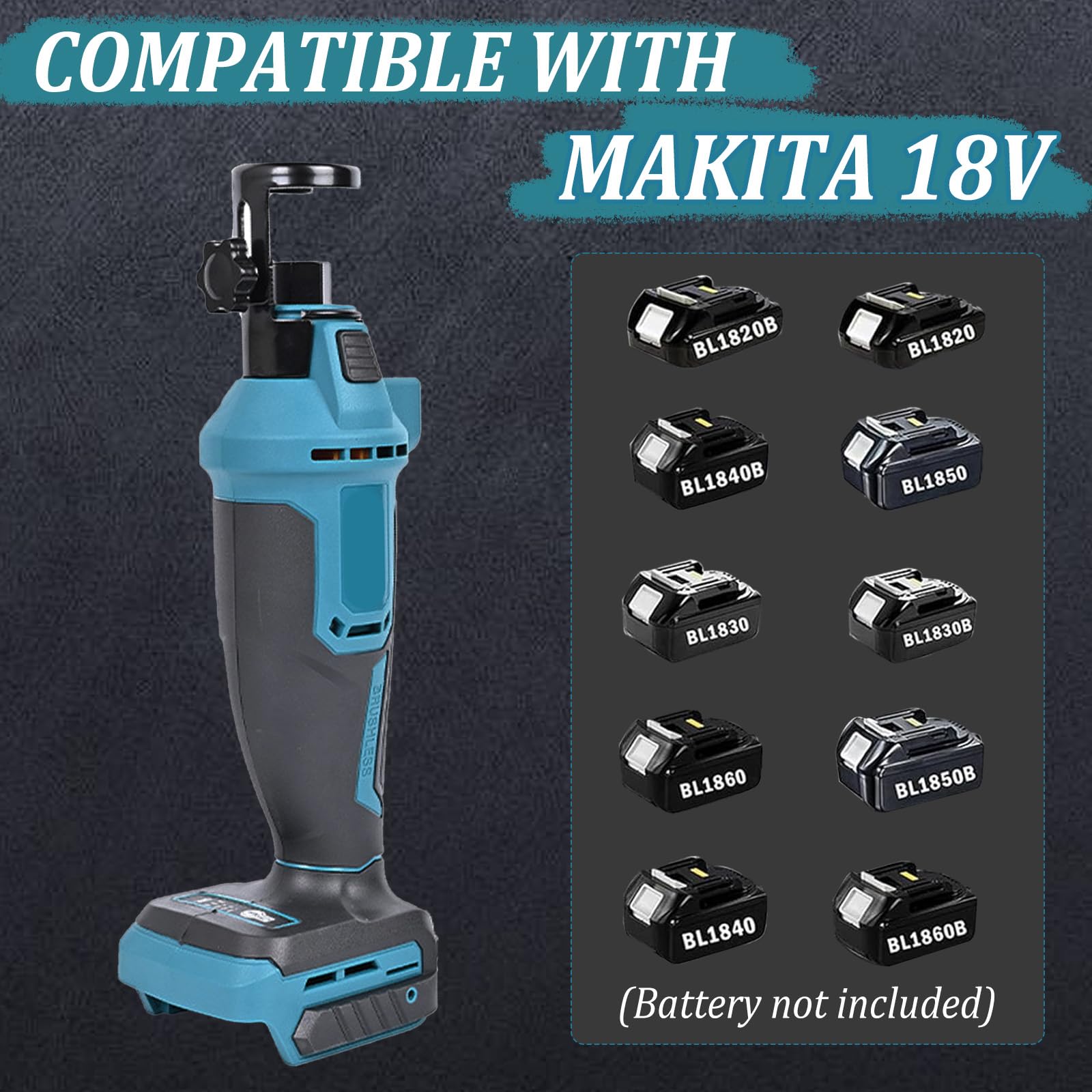 Akku Rotationsschneider Kompatibel mit Makita 18V Batterie, Trockenbau Ausschnittwerkzeug,Akku-Rotationsschneider 18 V zum Schneiden von Holz, Trockenbauwänden, Gipskartonplatten und Holz (ohne Akku)