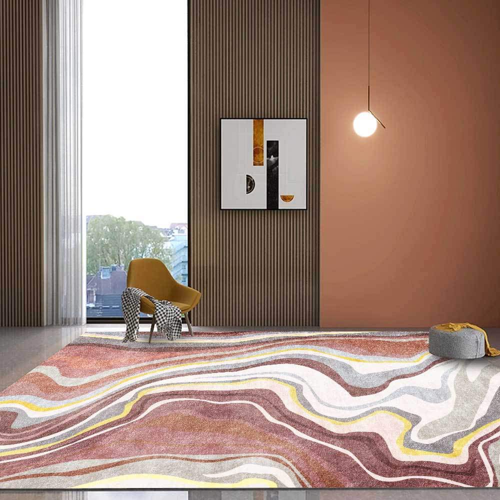 Tapis facile d'entretien et antidérapant 200x250cm orange pour salon familial