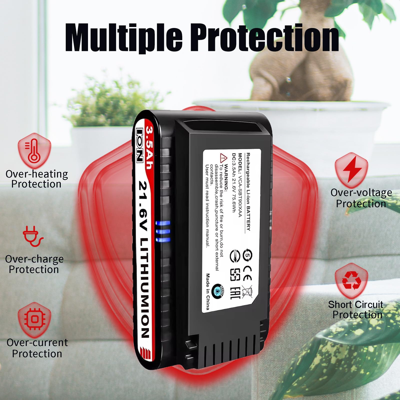 Bateria 3500 mAh Jet90 kompatybilna z Samsung Jet90 90+, Jet 60, Jet 70 75 75+, pasuje do bezprzewodowych odkurzaczy VS20R9046T3/AA, VS20T7536T5/AA, VCA-SBT90/XAA