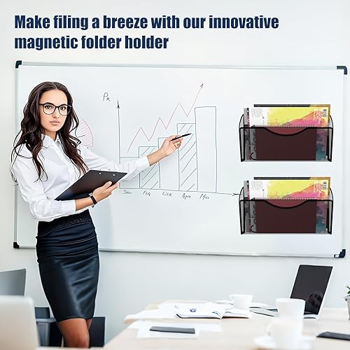 Miniatura 6 de Soporte magnético para archivos, organizador de carpetas de archivos, 1 bolsillos, estante de revistas colgante de oficina para archivadores,