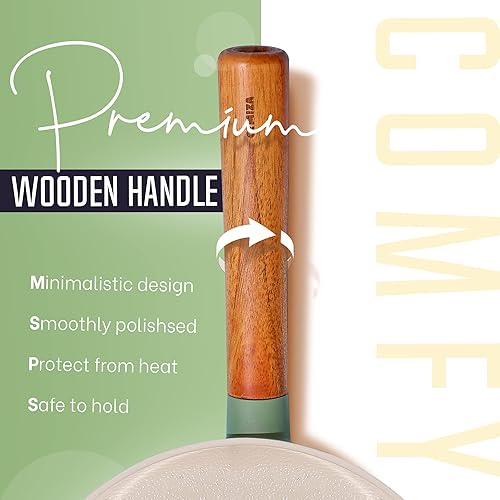 Miniatura 6 de Dr.HOWS OMIZA - Cacerola antiadherente de cerámica PFOA de 8 pulgadas, sin PFOS, cacerola mediana de 2 cuartos de galón, mango de madera, para