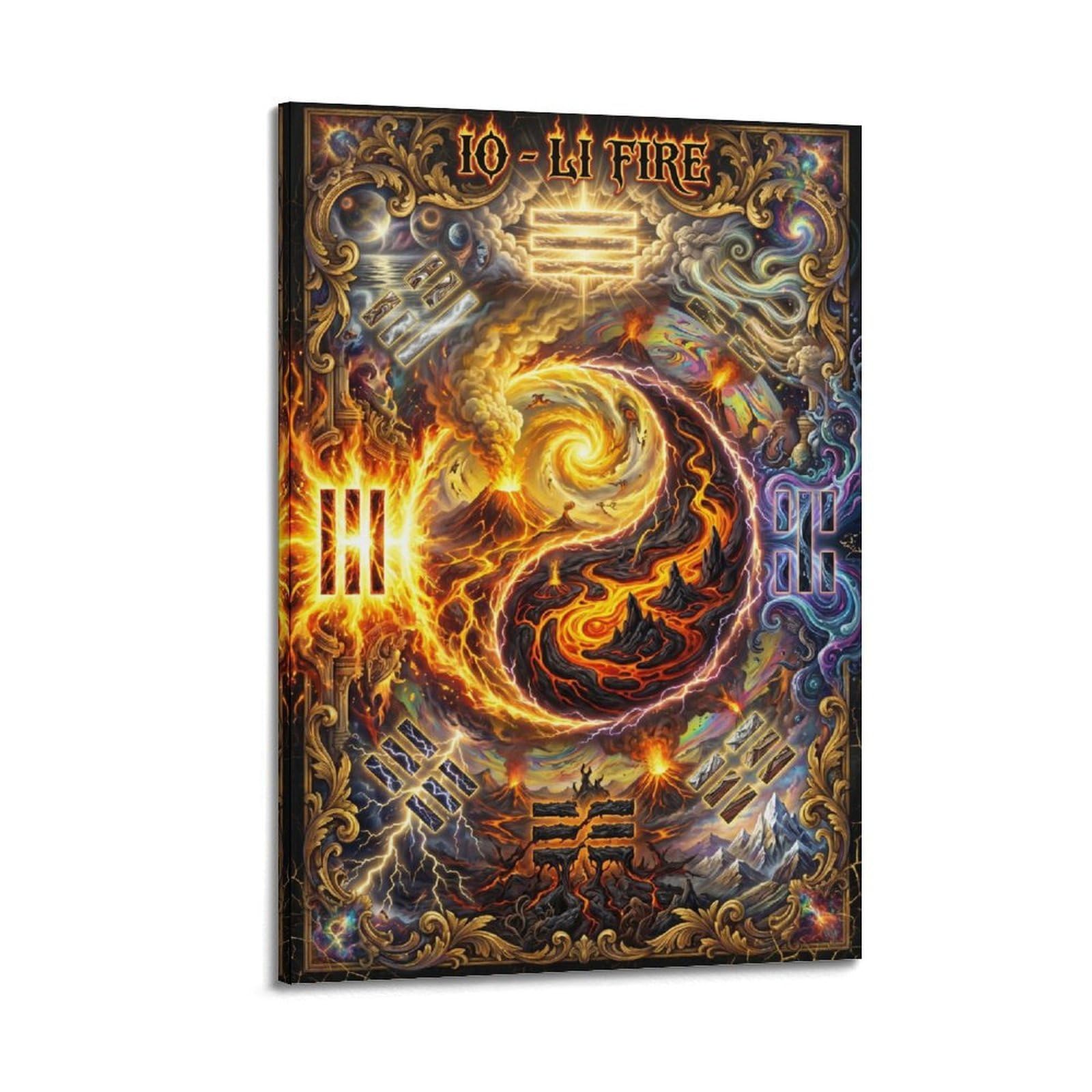 OKNGB Cosmic Bagua Yin Yang Poster Io Moon Tai Chi Zen Meditation Energy Decorative Painting Canvas Art Picture 24x36inch(60x90cm)