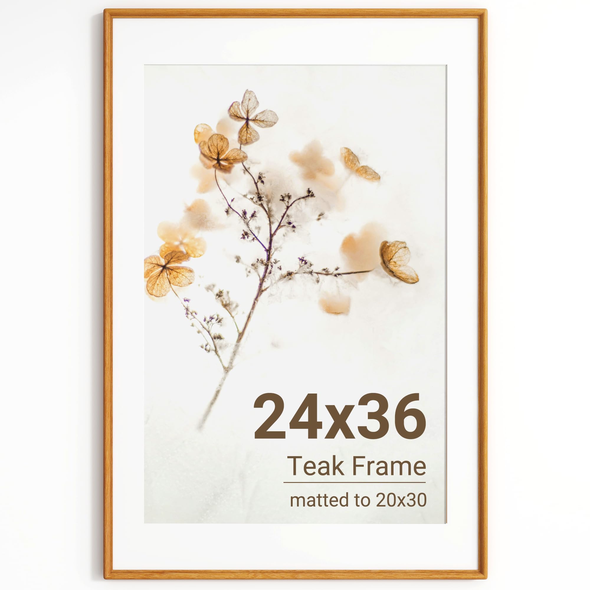 KovaScape 24x36 Photo Frame, Solid Teak Wood Picture Frame with HD Tempered Glass, Handcrafted Real Wood Frame with Mount for 20x30 Photo, Rounded Corner Design, Wall Hanging — image 1