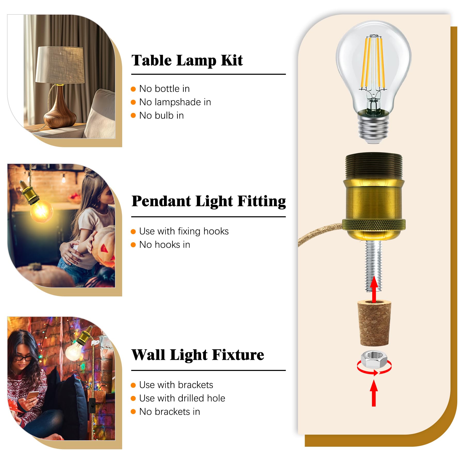 Bottle Lamp Adaptor Kit, 2Pcs Bottle Light Holder - Image 3