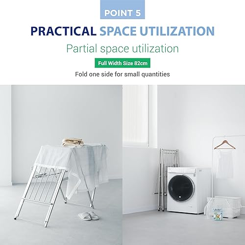 Miniatura 7 de W-Rack - Estante de secado de ropa para ropa  Estante plegable para ropa interior y exterior  Soporte para secadora de ropa de lavandería de acero