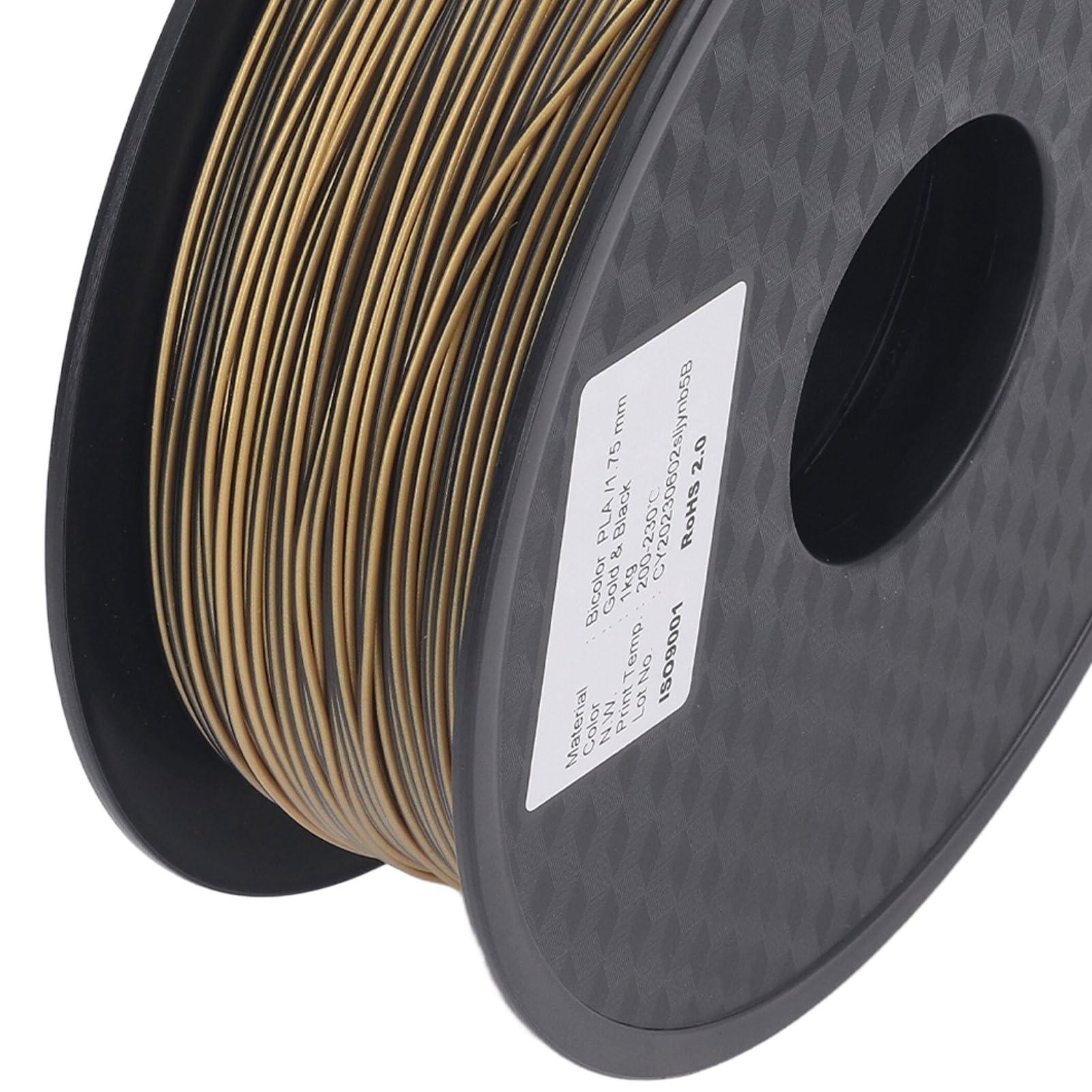 Filament do drukarek 3D Złoty Czarny Dwukolorowy wytłaczany PLA Materiały eksploatacyjne do druku jedwabiu Wysoki połysk Przyciągające wzrok kolory do projektów drukowania 3D