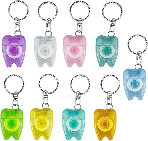 Miniatura 8 de 10 Uds. Limpieza portátil de dientes dentales de menta hilo dental en forma de llavero en forma de línea plana Diseño de hilo dental Limpieza de