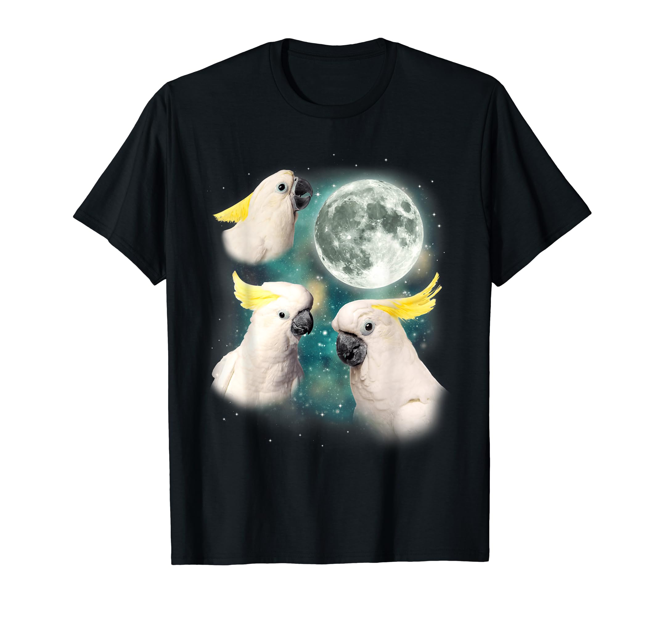 Three Cockatoo Moon 3 Birds Tropical Paradise Parody T-Shirt