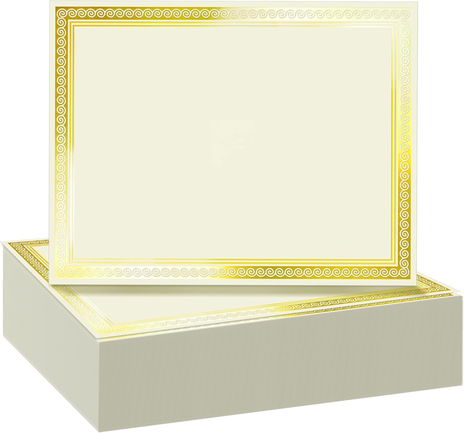 SUNEE 200 Sheets Certificate Papers - Blank Gold Foil Border, 8.5x11 for Diploma, Certificates, Participation Awards, Document Cardstock Paper and Inkjet Printer Friendly (Ivory)