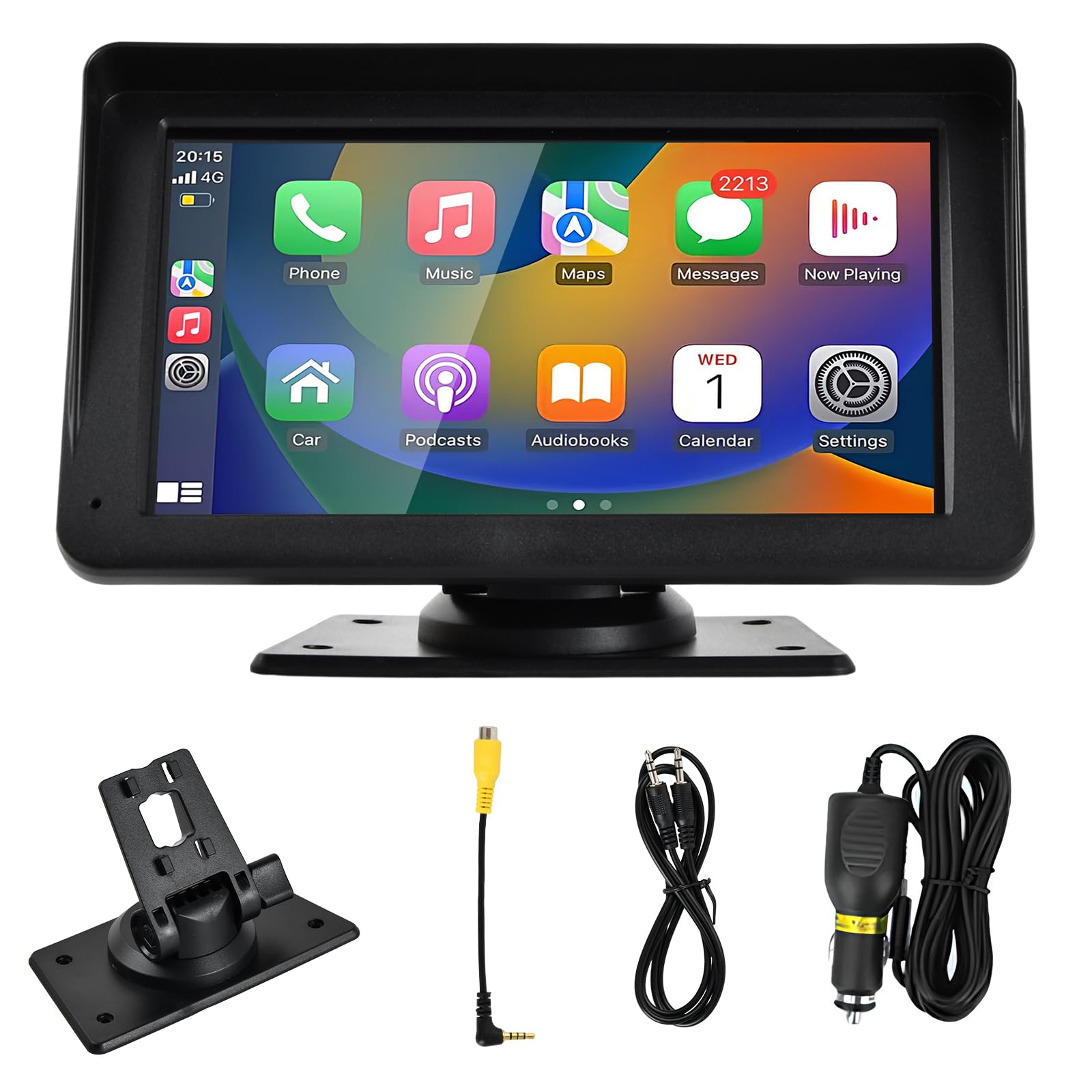 Focenat Estéreo de Coche con Pantalla táctil de 7pulgadas,Portátil Radio Coche Carplay Inalámbrico y Android Auto,HD IPS Táctil Portátil Radio Coche,con Control por Voz,GPS,Coche,navegación Bluetooth