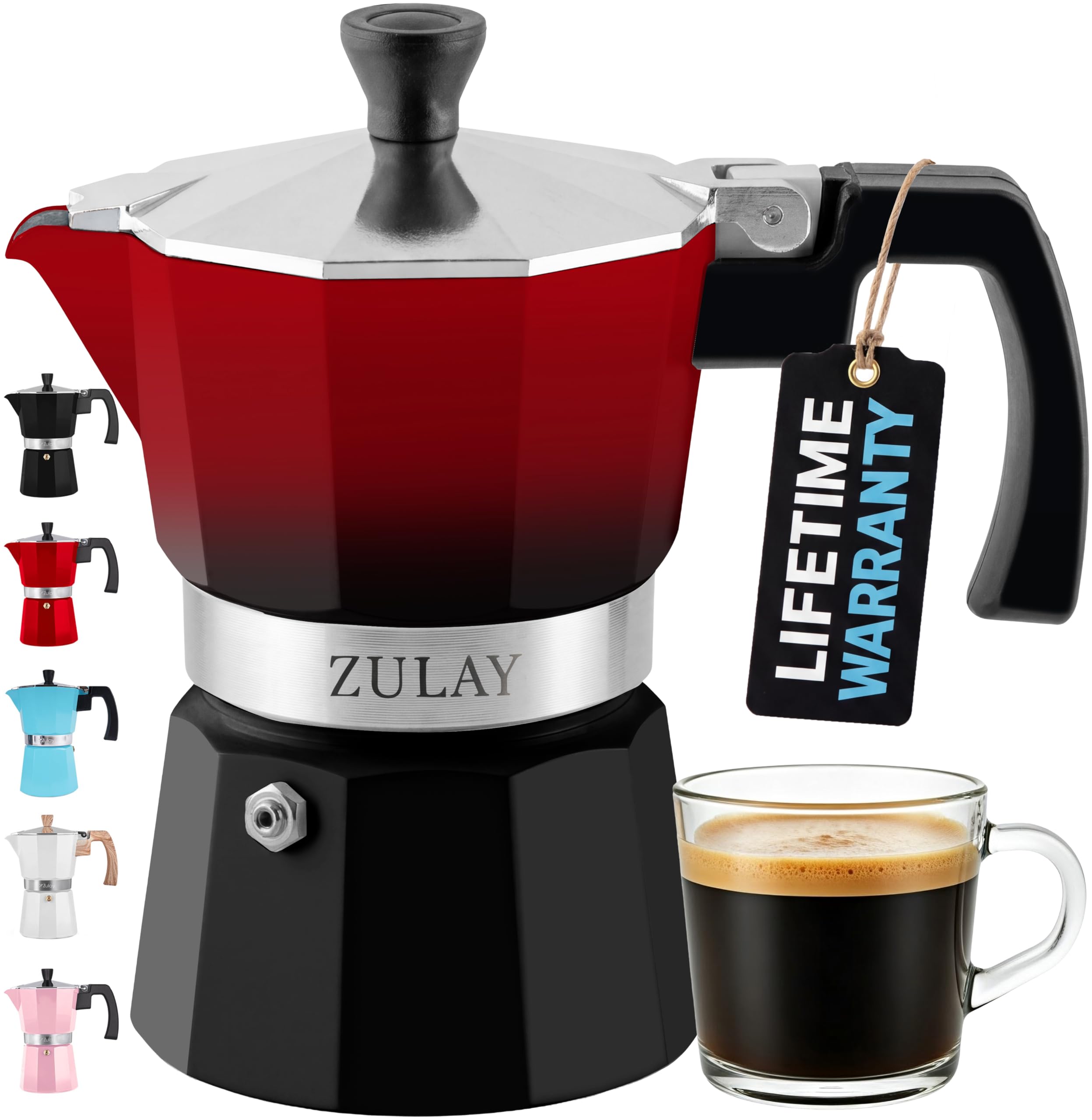 MOKA JoyJolt® Italian Moka Pot 6 Cup Stovetop Aluminum Espresso Maker
