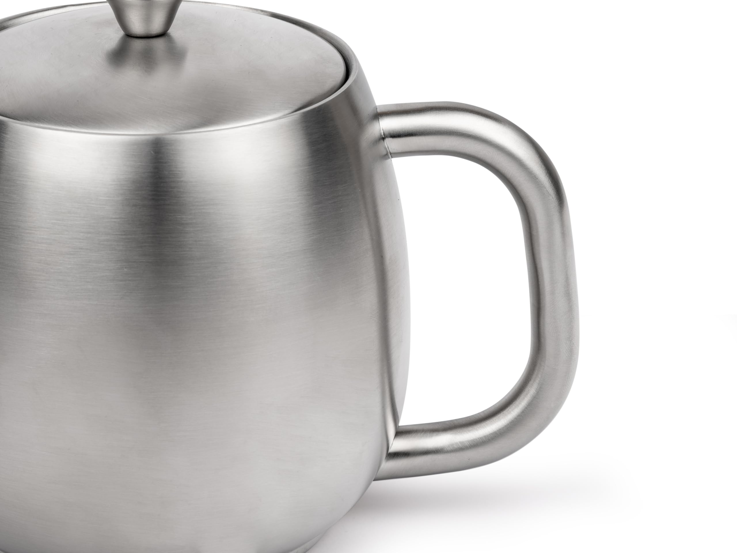 Bredemeijer kleine Edelstahl Teekanne 0,9 Liter - silber-matte doppelwandige Kanne inklusive wiederverwendbaren Teefilter - für länger, warmen Teegenuss
