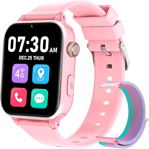 Reloj inteligente para niños y niñas con rastreador GPS, llamadas 4G LTE y seguimiento de ubicación en tiempo real, reloj para niños con video chat,