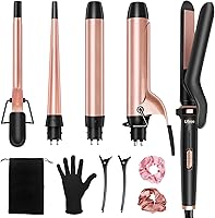 Ufree 5-in-1 Curling Iron Set: Interchangeable Ceramic Barrels 0.35"-1.25", Flat Iron, 30s Heat-Up, Dual Voltage - Gifts for Women