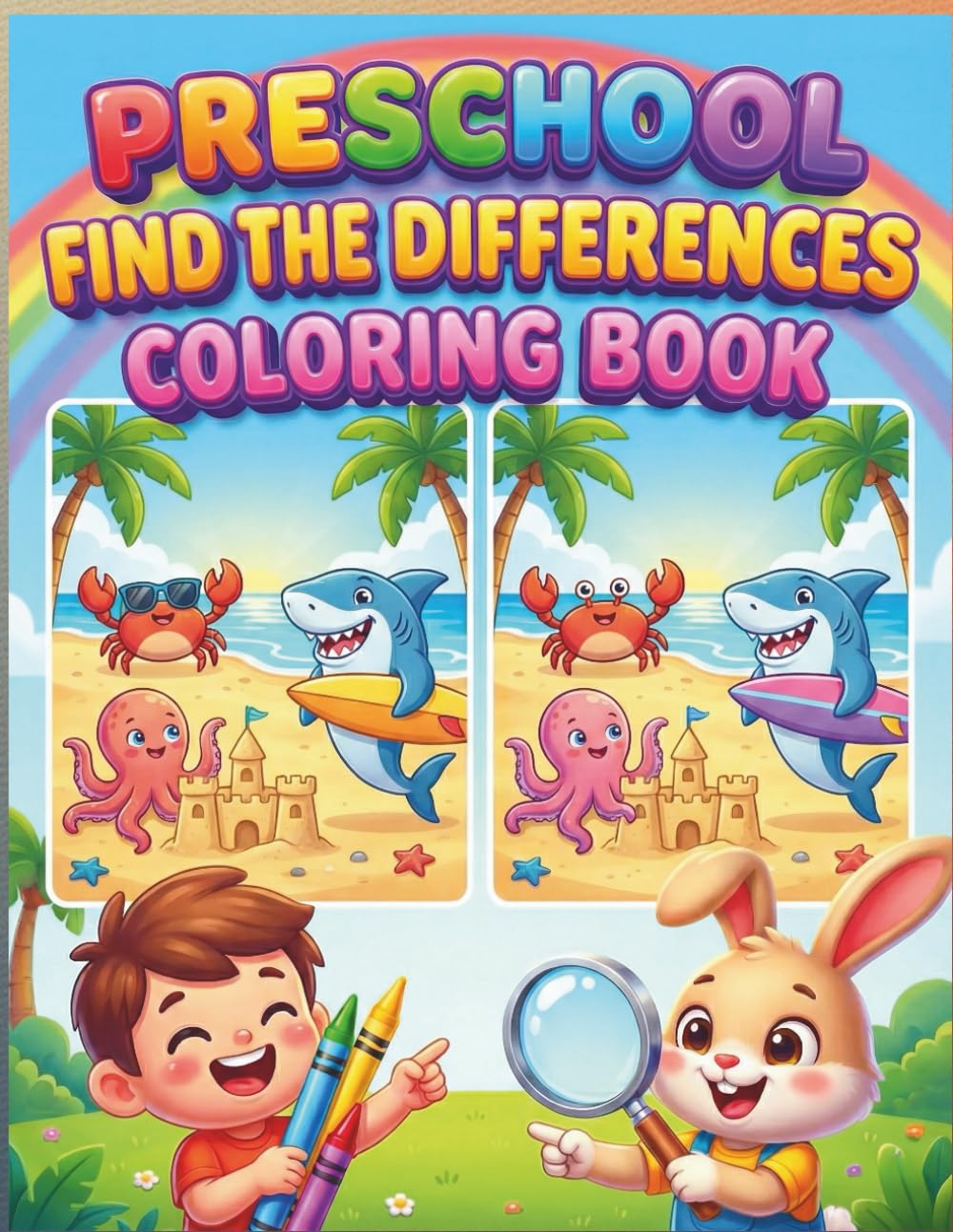 Preschool Find The Differences Coloring Book: Fun Visual Perception Activity: 30 Spot The Difference Puzzles for Ages 3-6. Brain Teasers, Coloring ... Attention to Detail and Cognitive Logic.