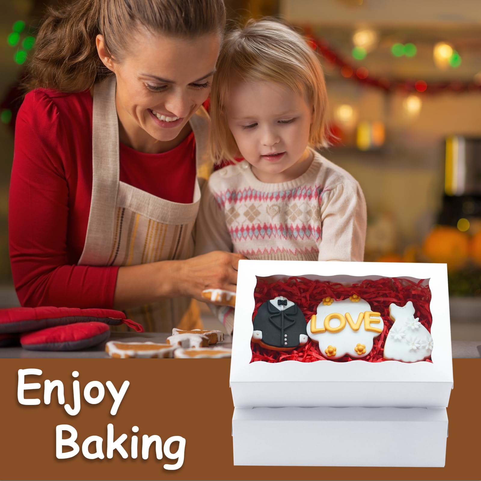 XINHPKGG 20 scatole per biscotti, 20 x 13 x 5 cm, scatole da forno con finestra, scatole per dolcetti, scatole per fragole ricoperte di cioccolato, scatole per macaron, colore bianco