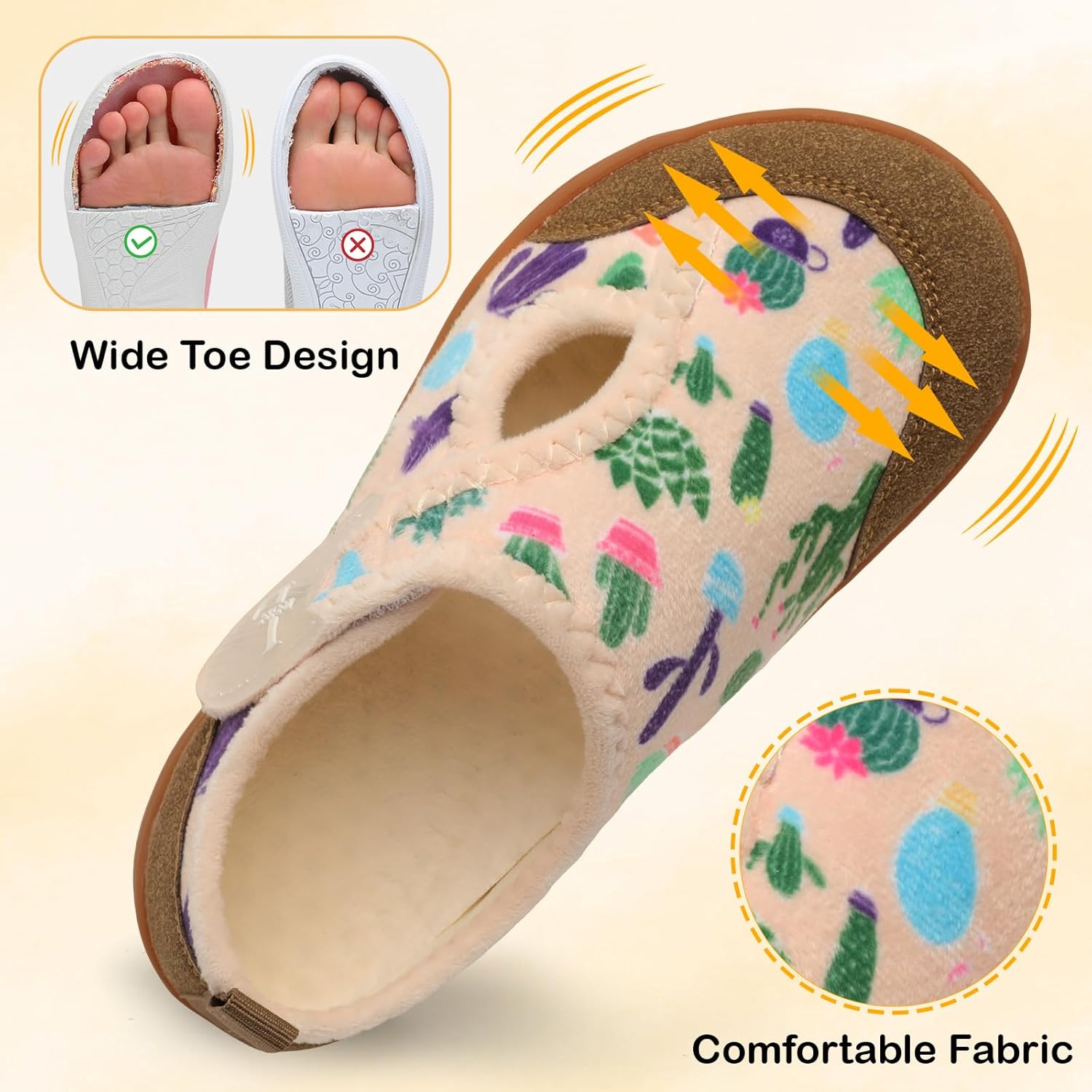 L-RUN Womens Slippers Wide Toe Box Barefoot Diabetic Shoes Women Ladies Winter House Shoes for Indoor and Outdoor - Image 3