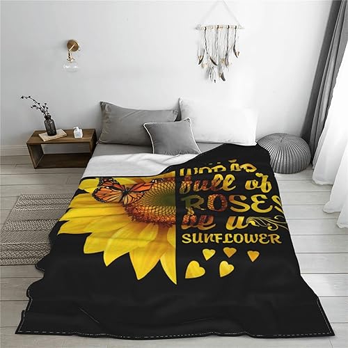 Miniatura 7 de Manta de mariposa de girasol suave cálida ligera acogedora manta de felpa para cama sofá decoración de oficina regalos para niños y mujeres 60 x 50