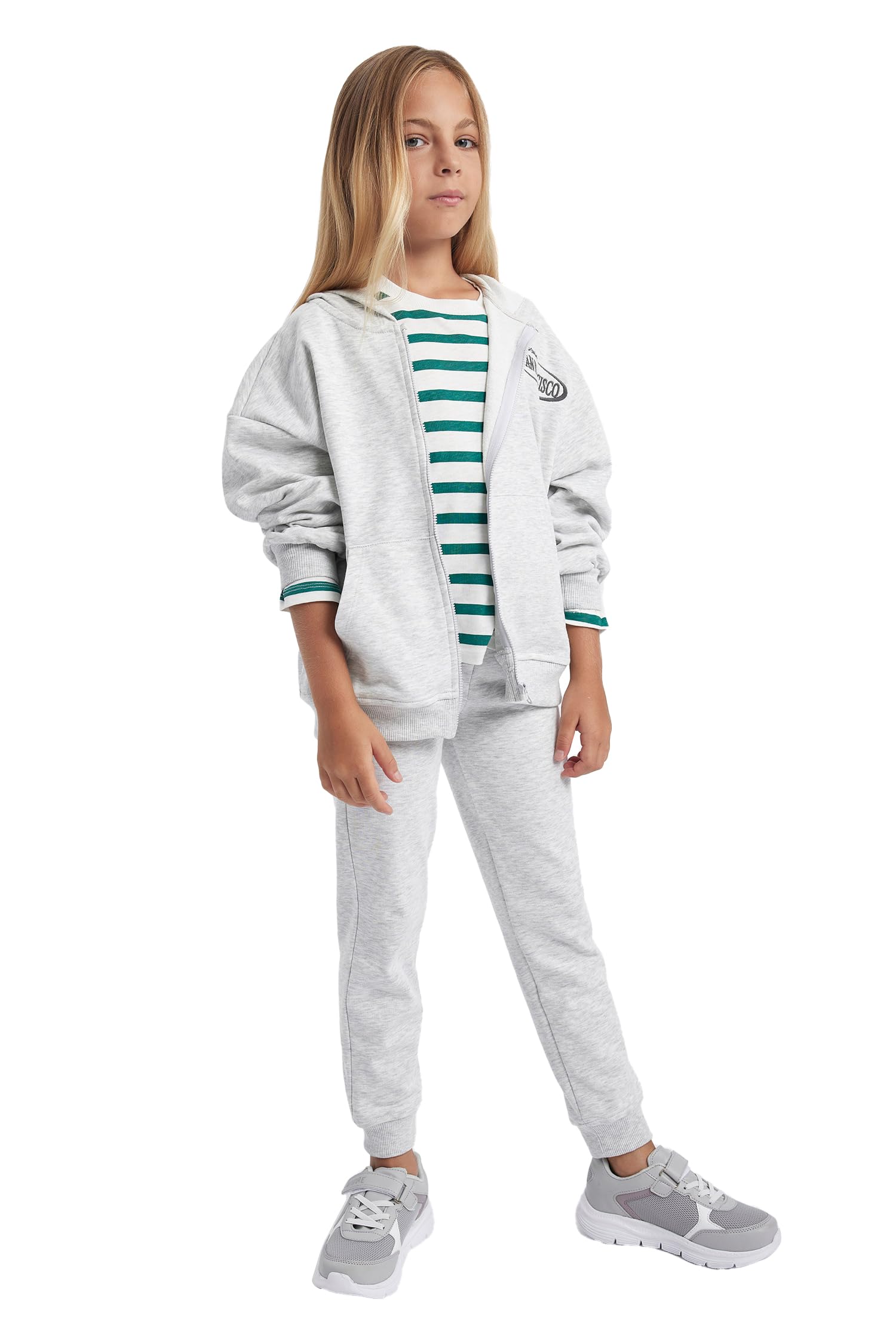 Kız Çocuk Kız Çocuk Kapüşonlu Sweat Hırka Jogger Eşofman Alt 2'li Takım