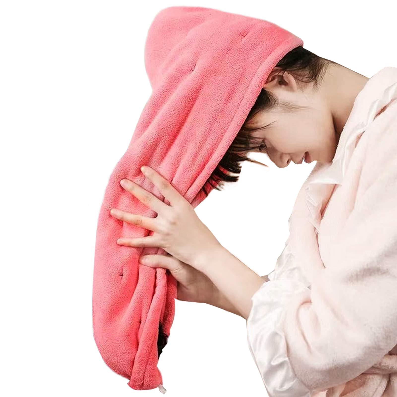 Microfiber Hair Towel for Curly Hair【Thicker & Ultra Absorbent & Better Protect Hair】 Anti-Frizz Turban That Never Falls Off