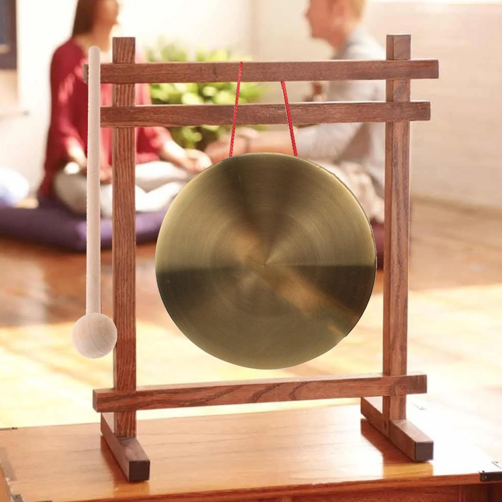 Mini gong en cuivre – Instrument de percussion Ořff de 120 mm | Petit gong de méditation avec maillet en bois | Carillon de sonore portable pour le yoga de tambour | Maillet de 16 cm