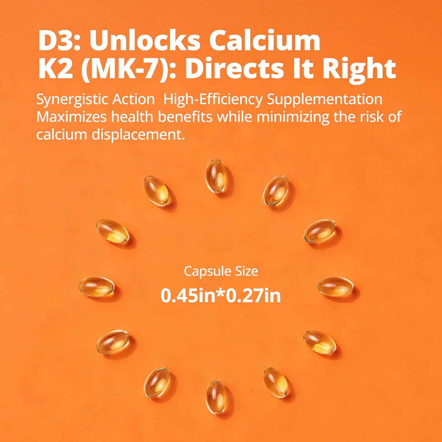 Viamin D3 K2 5000IU, MK-7 100mcg, D3 K2 Vitamin 5000IU 120 Softgels for Bone & Vascular Health and Immune Support, K2 D3 Vitamin Supplement Easy to Swallow, 4-Month Supply