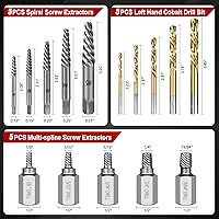 Vista 2 de 15Pcs Screw Extractor Set, Easy Out Extractor Set, Left Hand Drill Bit Hex Head Extractor, Cobalt HSS Steel Kit for Stripped Screws and Broken Bolts