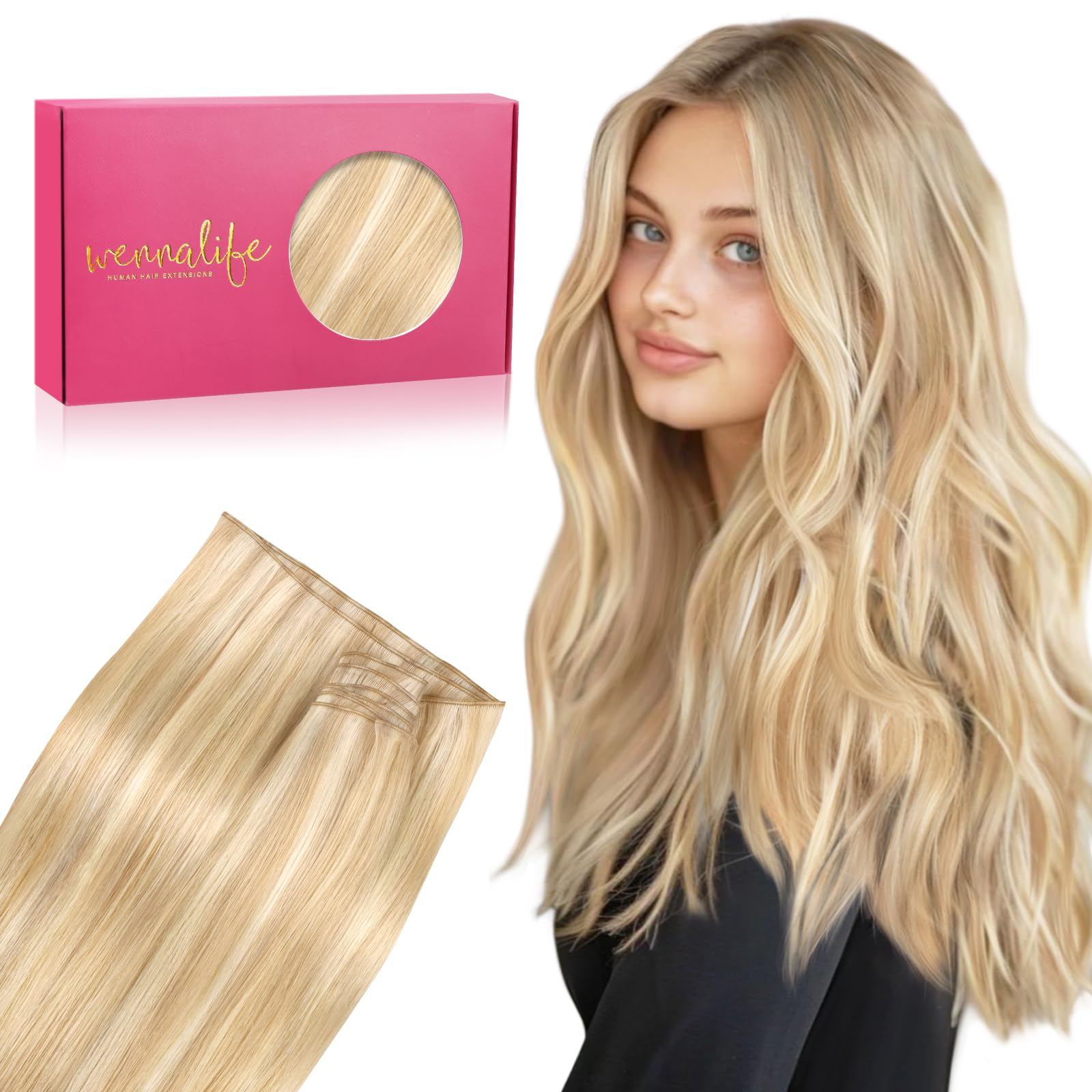 WENNALIFE Nanoring Extensions Echthaar, 50g to 60g 50s to 100s 35cm to 60cm Nano Utip Micro Tressen Ring Weft Extensions Echthaar für Frauen Invisible Nanoringe Haar Extensions