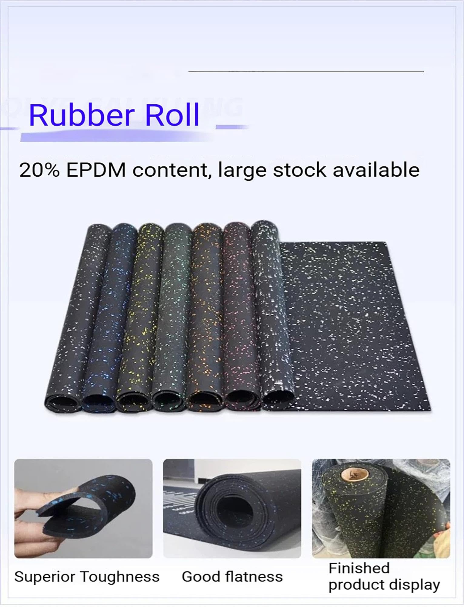 Genérico Rollo Suelo de Goma Reforzada 2-8mm para Equipos de Fitness