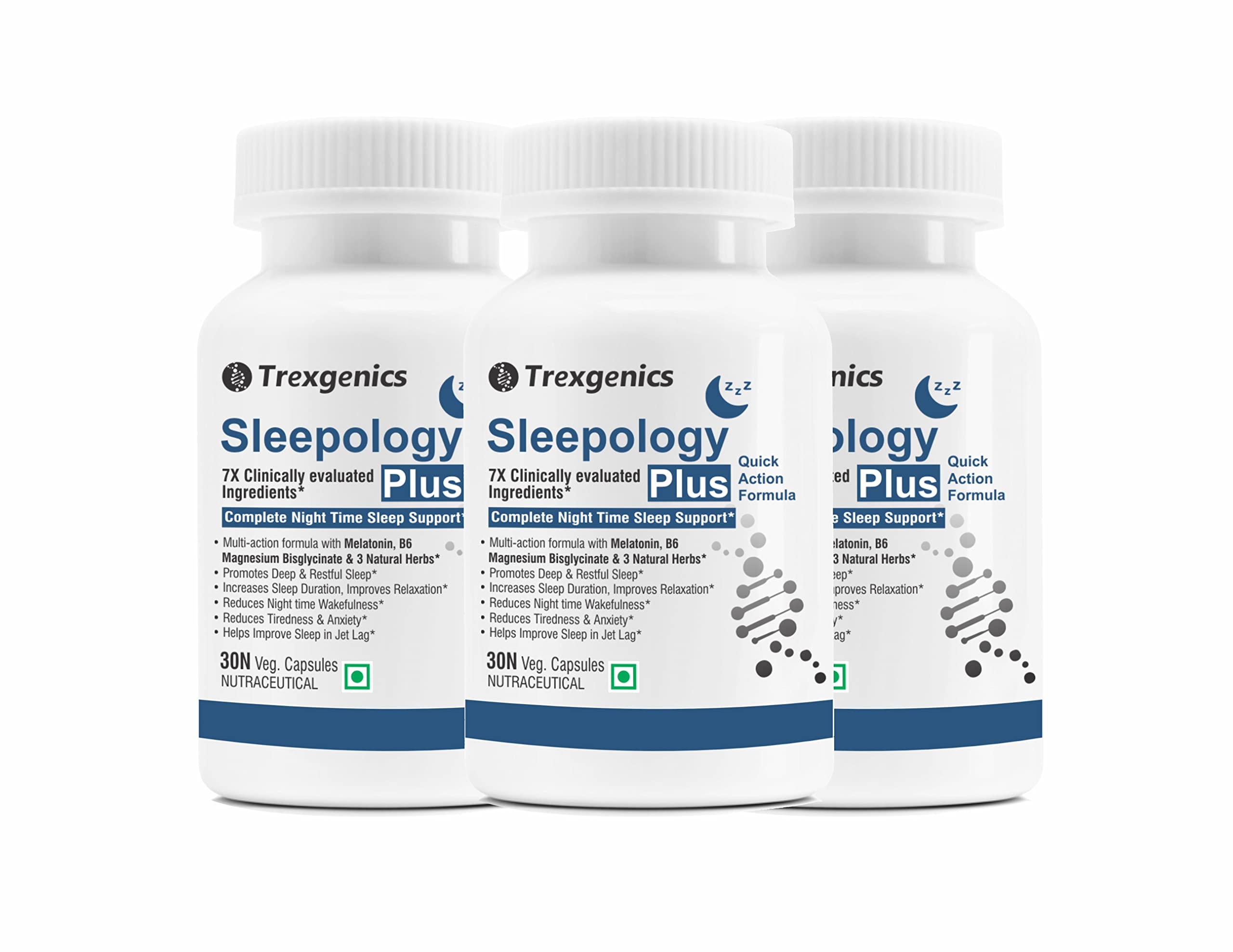 Trexgenics SLEEPOLOGY PLUS Melatonin 10 mg Sleep Support with Magnesium bisglyciante, P5P, Chamomile, Passion flower, Valerian VEGAN & NON-GMO (30 Veg. Capsules) (Pack of 1) — Amazon image 9