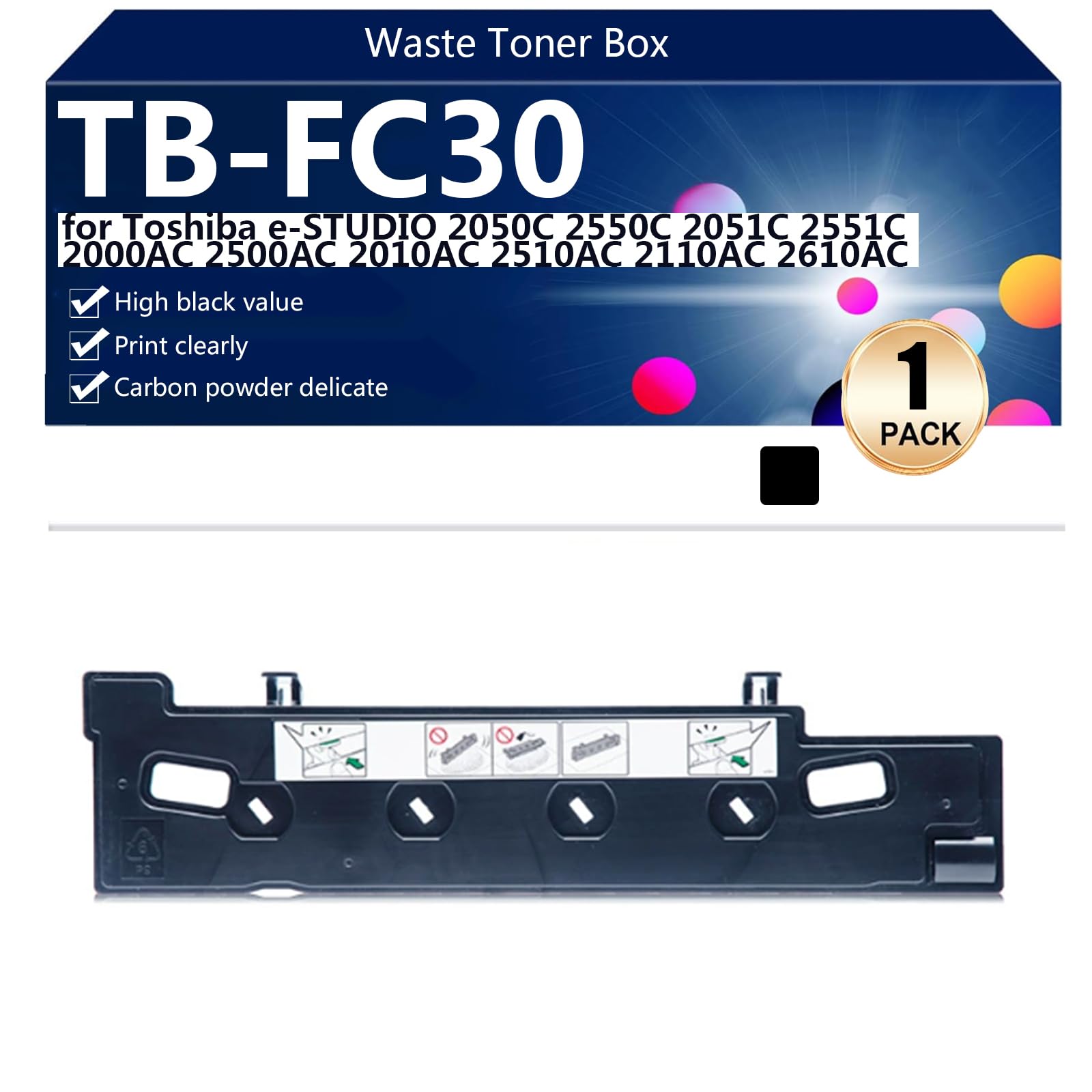 TB-FC30 Bac de Récupération de Toner Compatible pour Toshiba e-Studio 2050C 2550C 2051C 2551C 2000AC 2500AC 2010AC 2510AC 2110AC 2610AC Imprimantes, Impression Nette,Black
