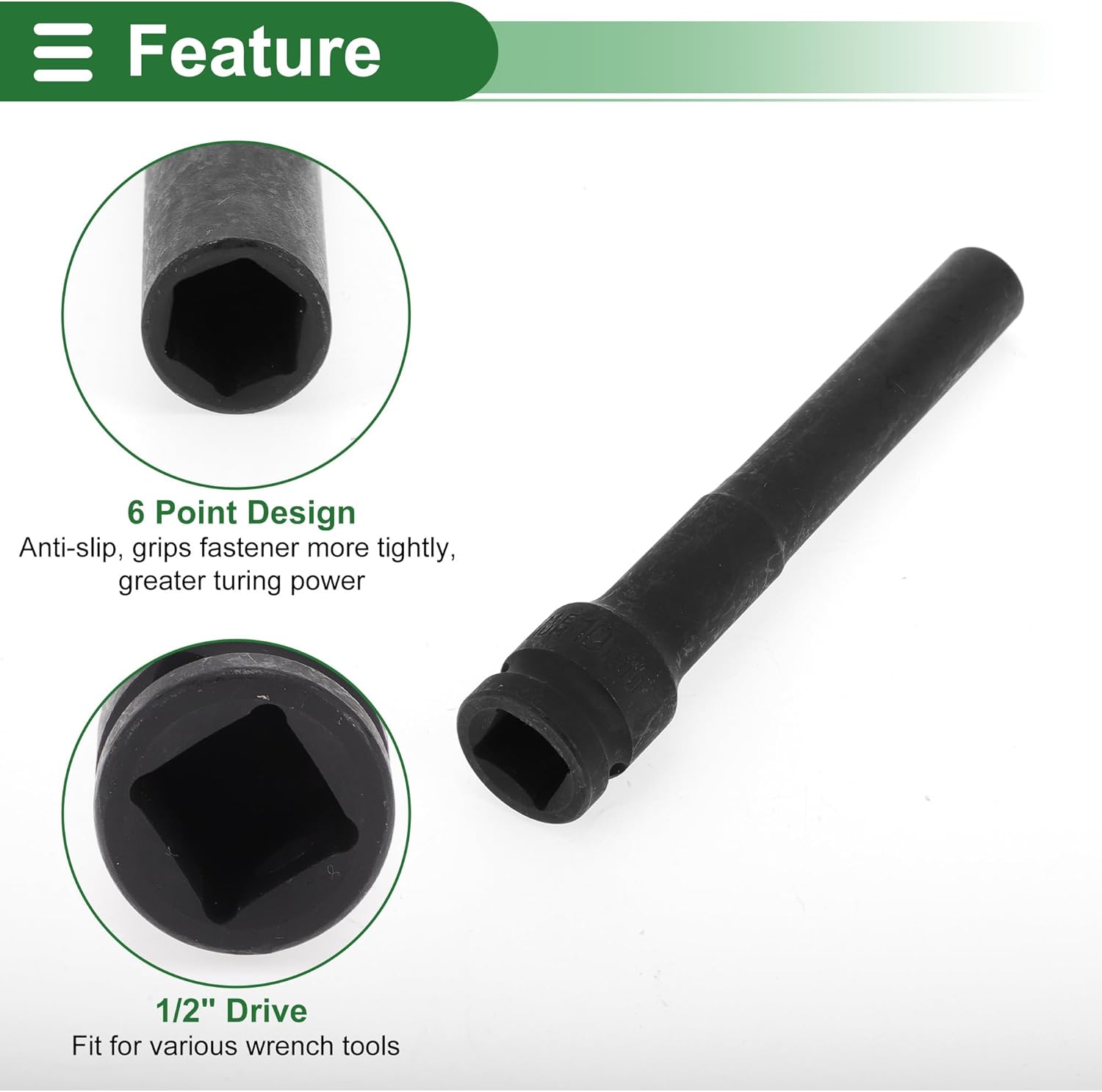 Motoforti Universal Impact Socket Hardware Tool 128mm Durable Alloy Steel Black 1 Pcs 6 Point 10mm for Car Motorcycle Dirtbike Repair 1/2 Inch Drive