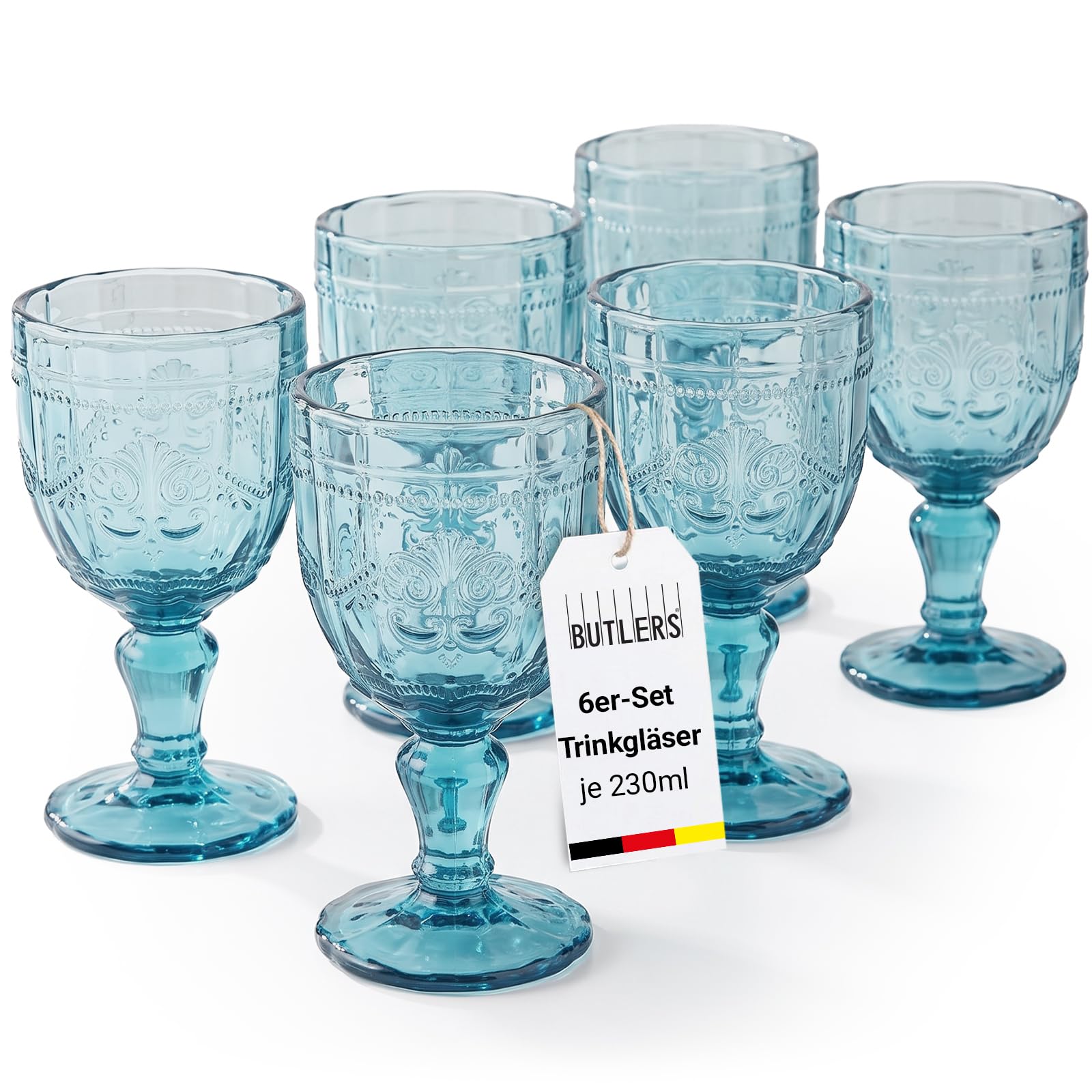 BUTLERS VICTORIAN Weingläser, 6er-Set mit Stiel, 230 ml