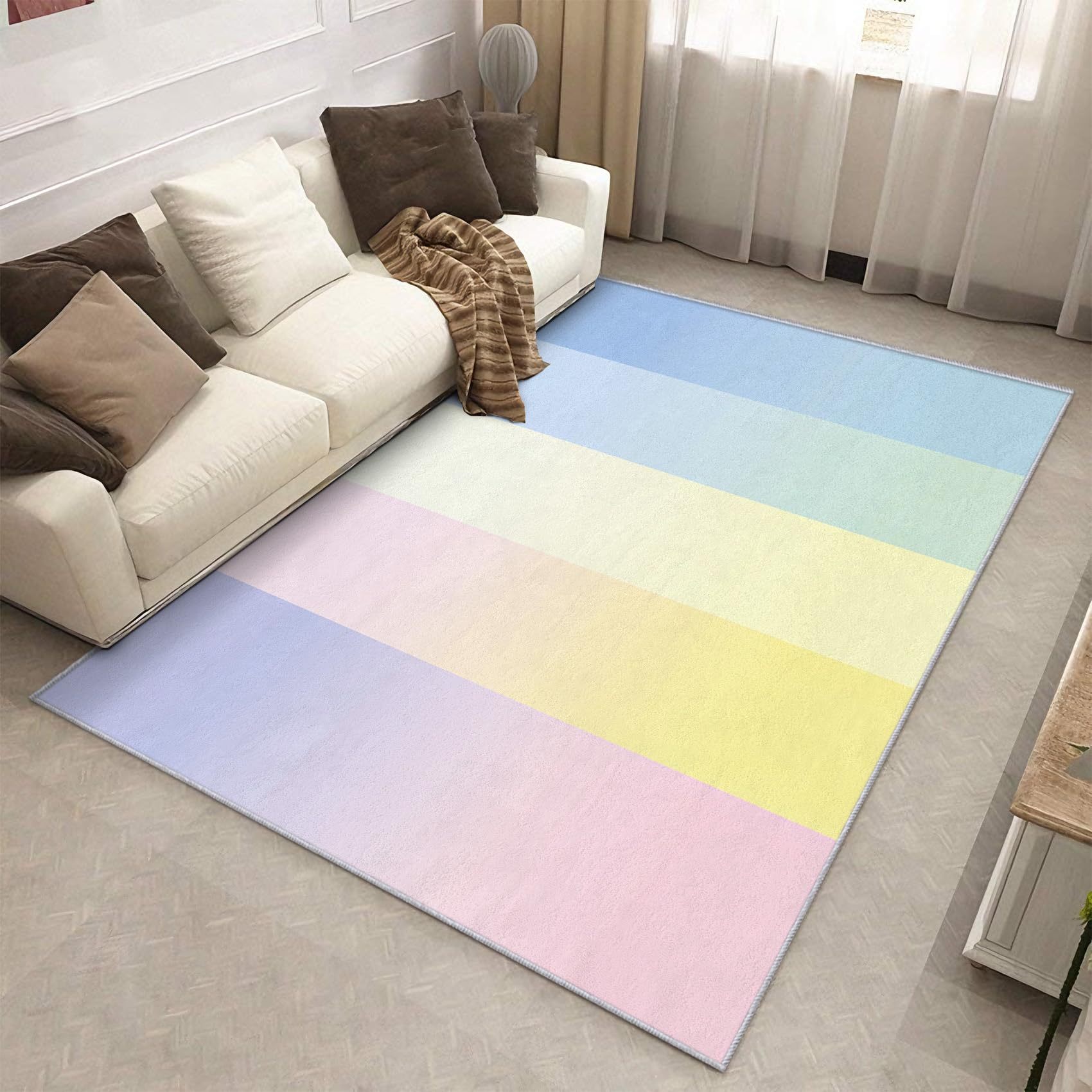 Tapis salon ombrée rayures moquette poils courts antidérapant 180 x 240 cm
