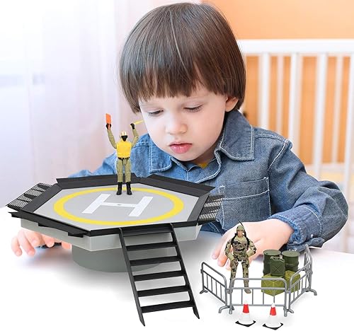 Miniatura 5 de Click N' Play Helicóptero de combate militar de ataque con helipuerto, juego de 48 piezas y accesorios, color negro