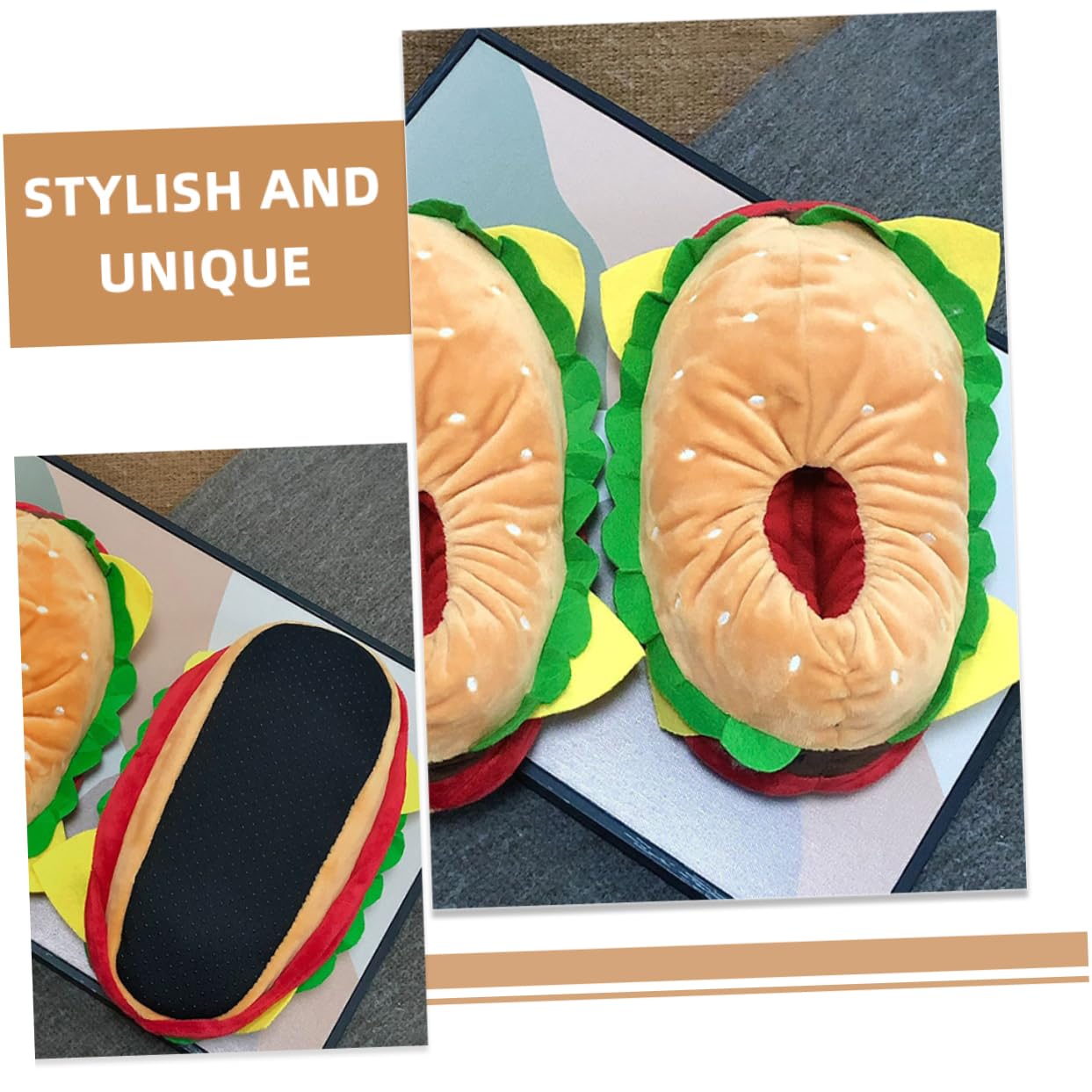 Hemobllo Pantuflas de Hamburguesa para Interior Talla 38, 1 Par, Tela