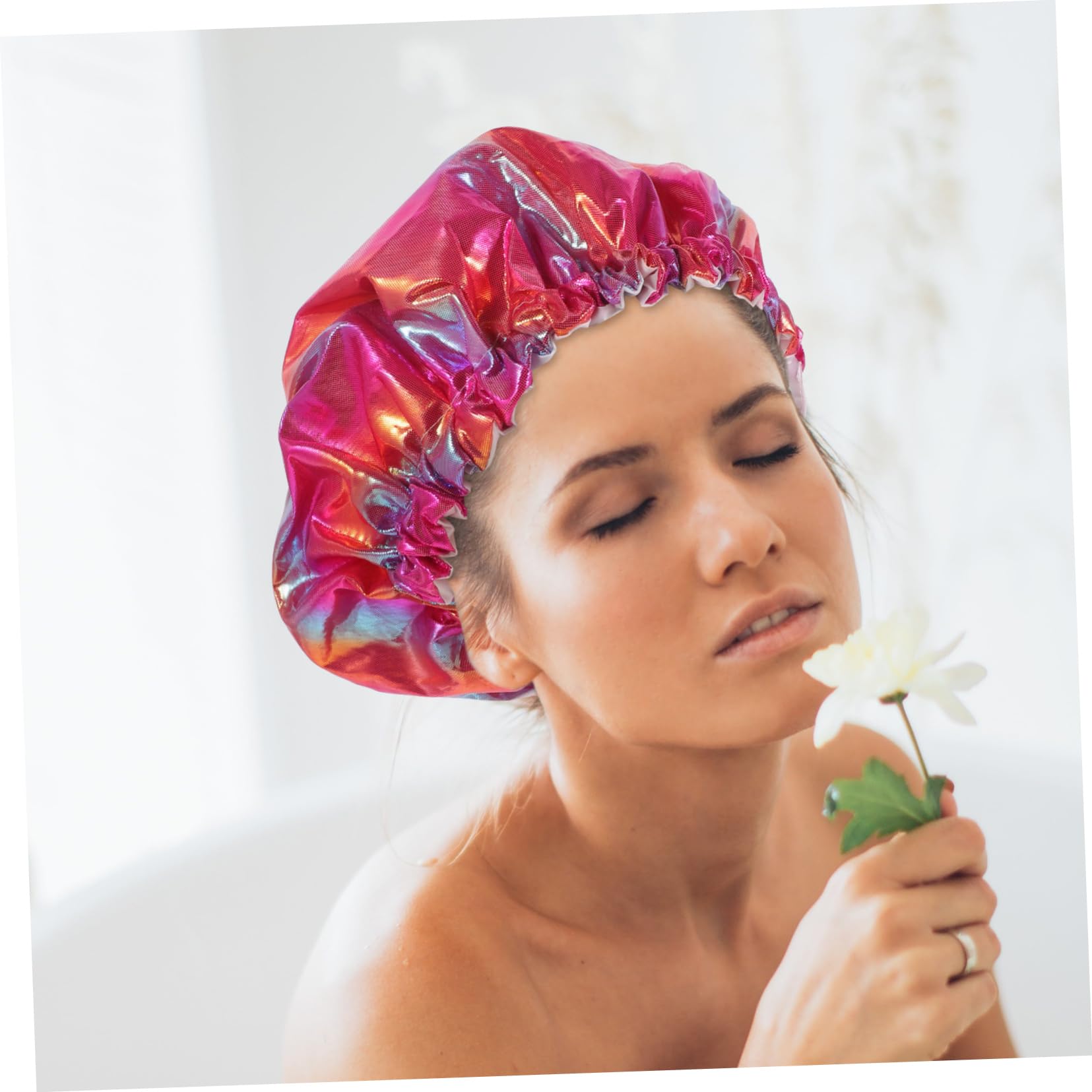 Healeved 5stücke Doppellagige Wasserdichte Duschhaube Für Lange Atmungsaktive Badekappe Elastische Haarhaube Für Damen Und Schützend Und Wiederverwendbar