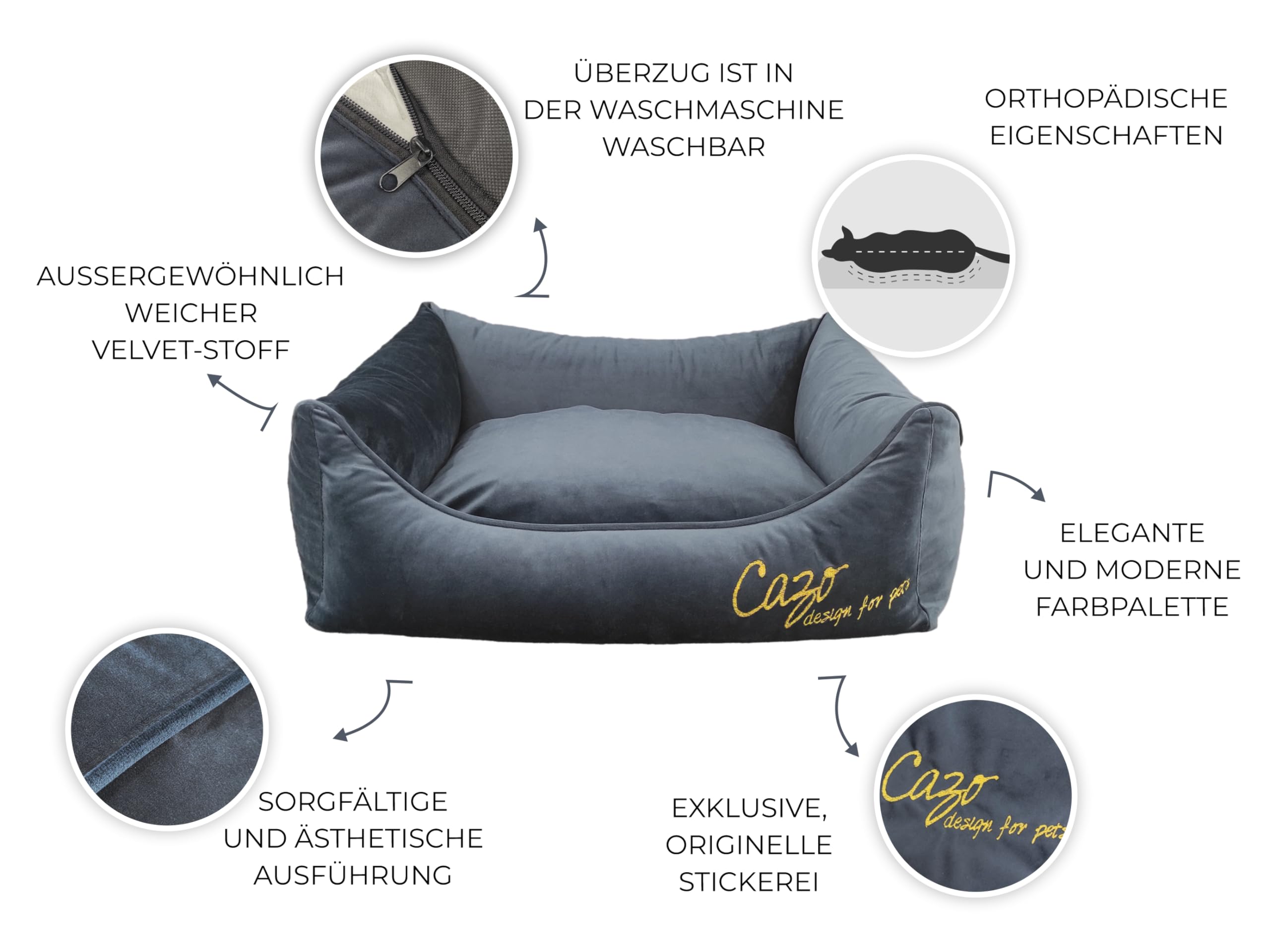 Daunenbett CAZO Milan für Hund oder Katze 93 x 72 cm, Innenmaß 65 x 50 cm, dunkelblau, Größe L