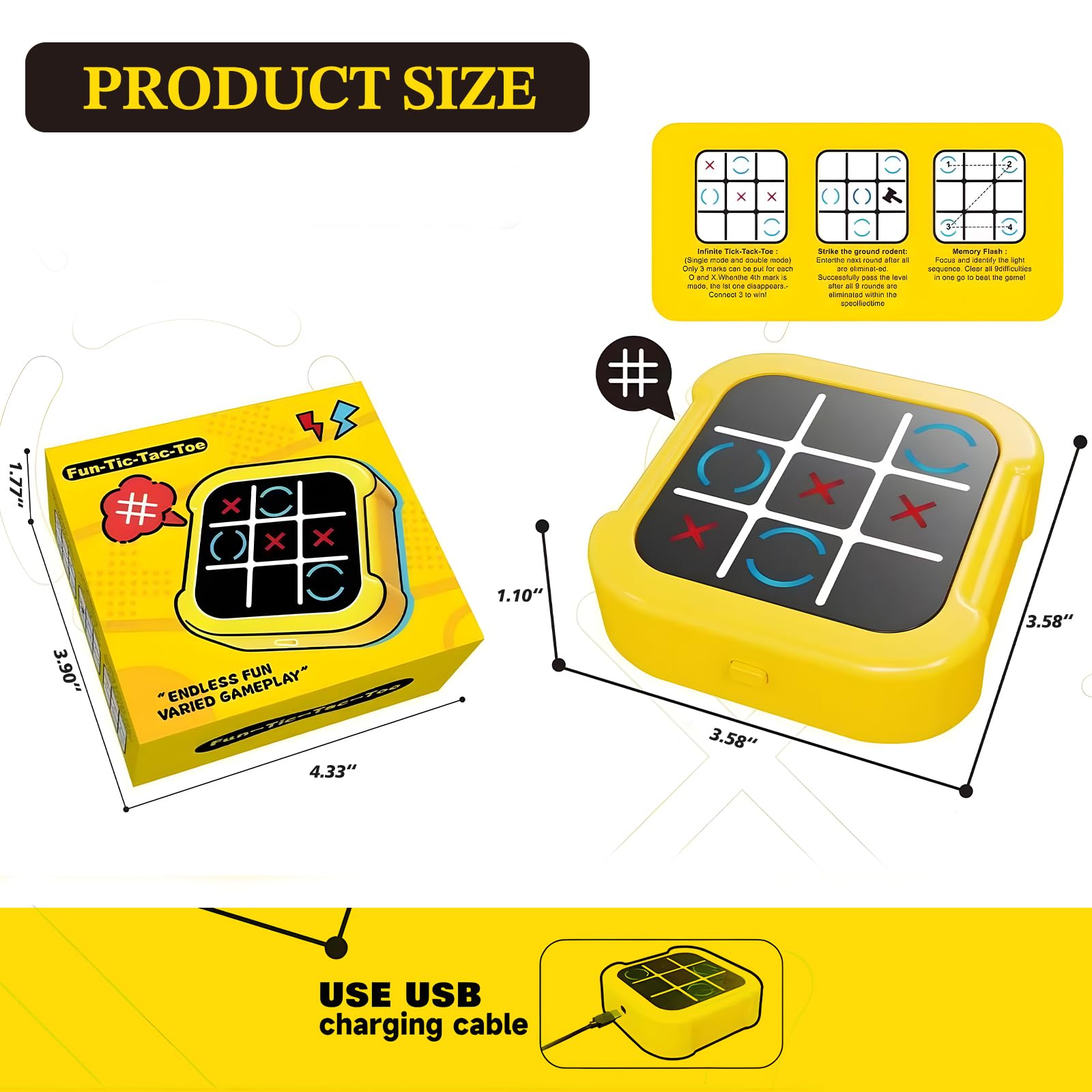 Tic Tac Toe Electronic Game, 5-in-1 Portable Electronic Noughts and Crosses Game - Image 2