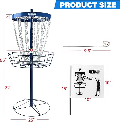 Miniatura 2 de GSE Games & Sports Expert PRO - Objetivo de golf de disco portátil, 1224 cadenas, cestas de meta de práctica de metal