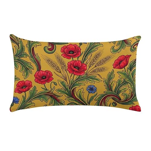 Pillow Cases with Art Nouveau Red Poppy Design for Living