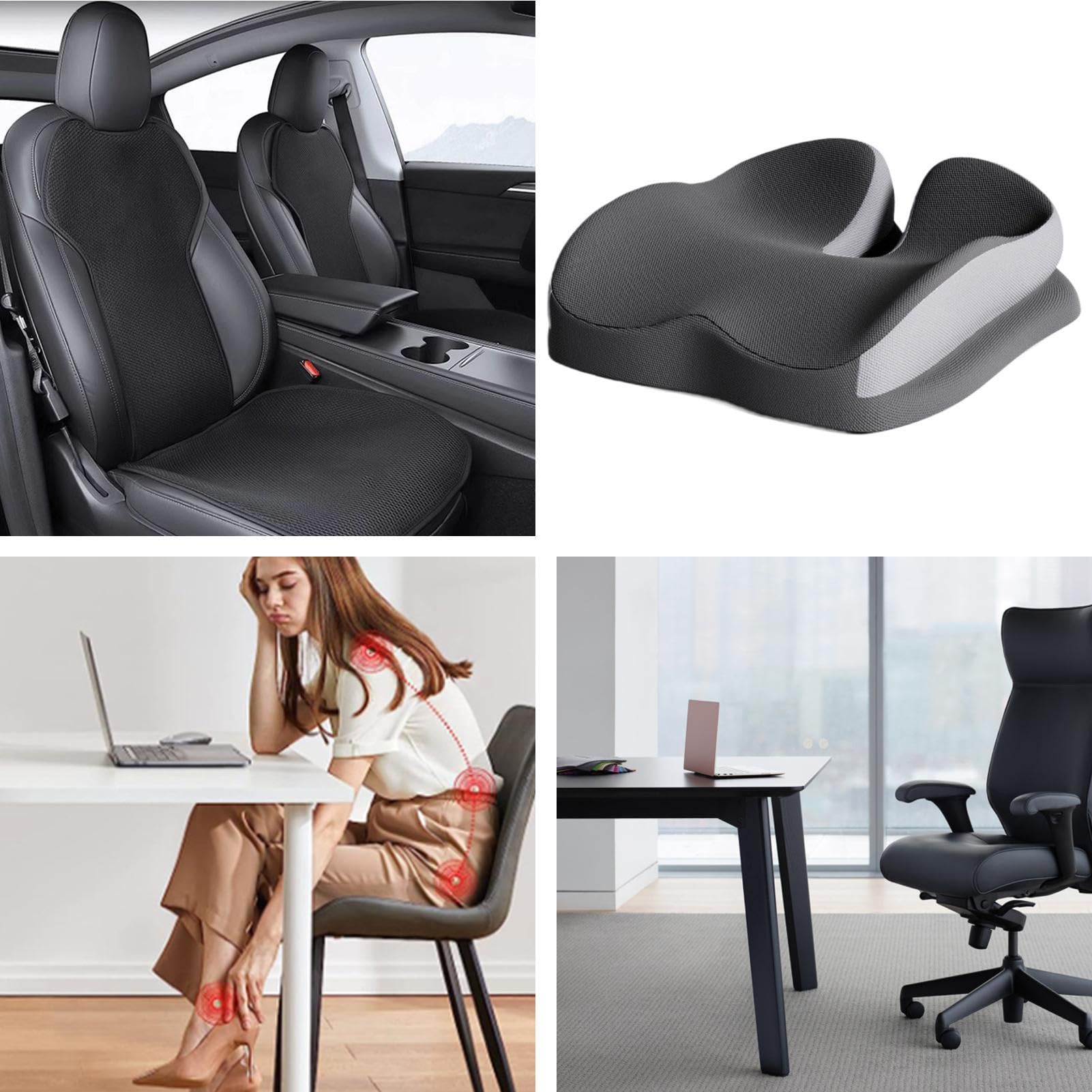 Cojín ortopédico con memoria – ergonómico de la presión en el G | Cojín ortopédico para asiento de coche, con memoria, ergonómico, transpirable, para coxis, alivio de presión