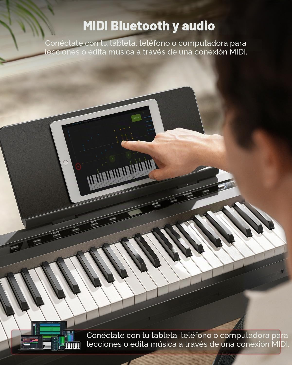 Donner DEP-16A Piano Digital para Principiantes de 88 Teclas de Tamaño Completo, Piano Eléctrico Portátil con Unidad de 3 Pedales