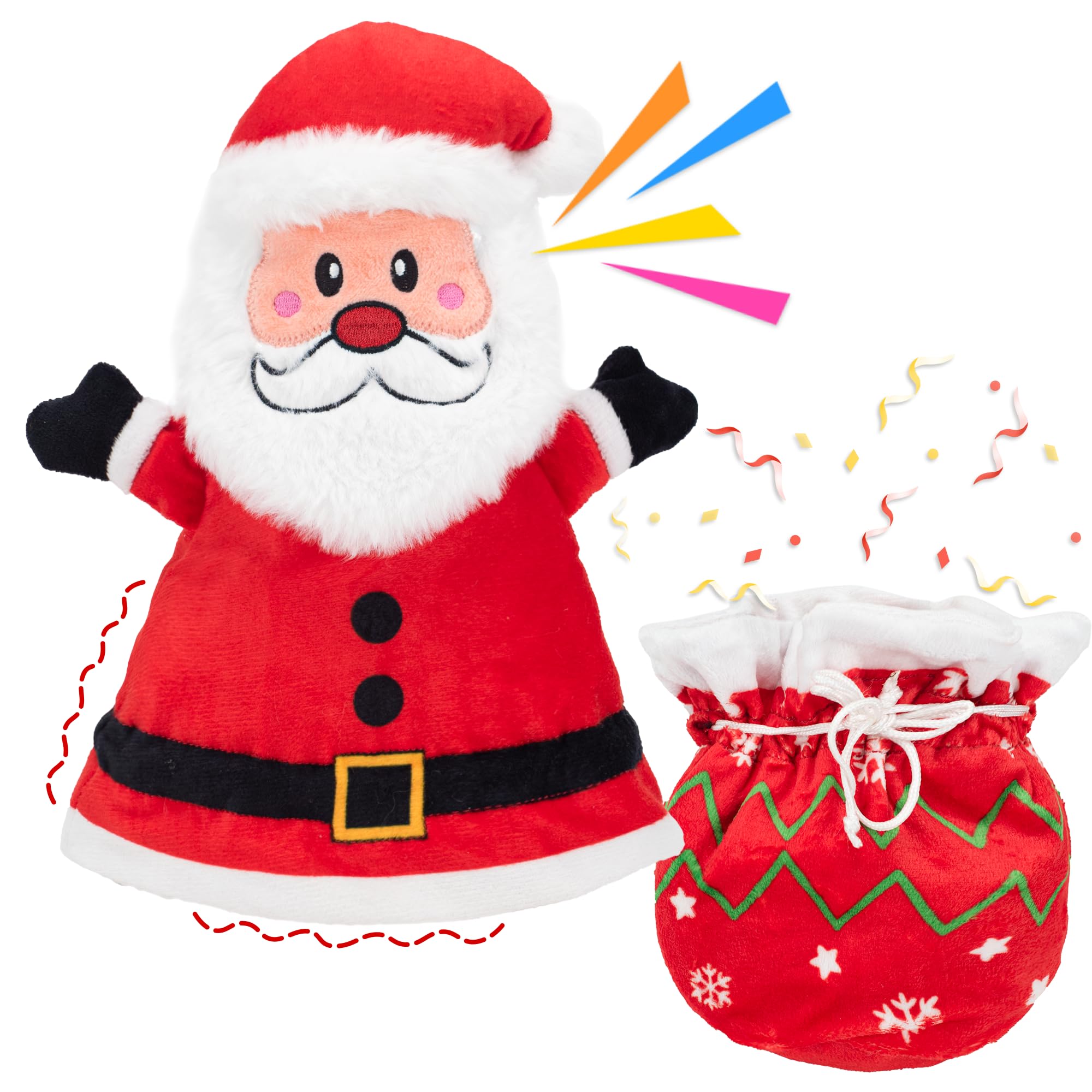 LECHONG Reversible Santa Christmas Dog Toys, Interactive Puppy Chew Toys, Crinkle Squeaky Dog Toy for Small Medium and Large Dogs, Fun Bag โ image 1