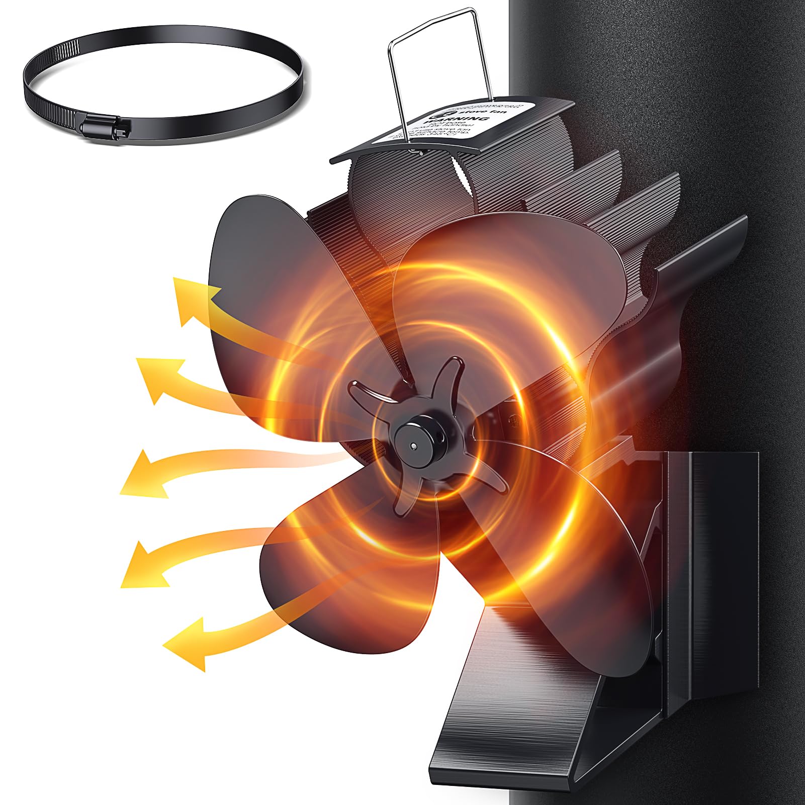 Ventilador Magnético para Estufas de Leña, Ventilador de Chimenea Accionado por Calor, Ventilador Silencioso de 4 Palas para Chimenea/Pellet/Estufa de Gas/Log/Pellet