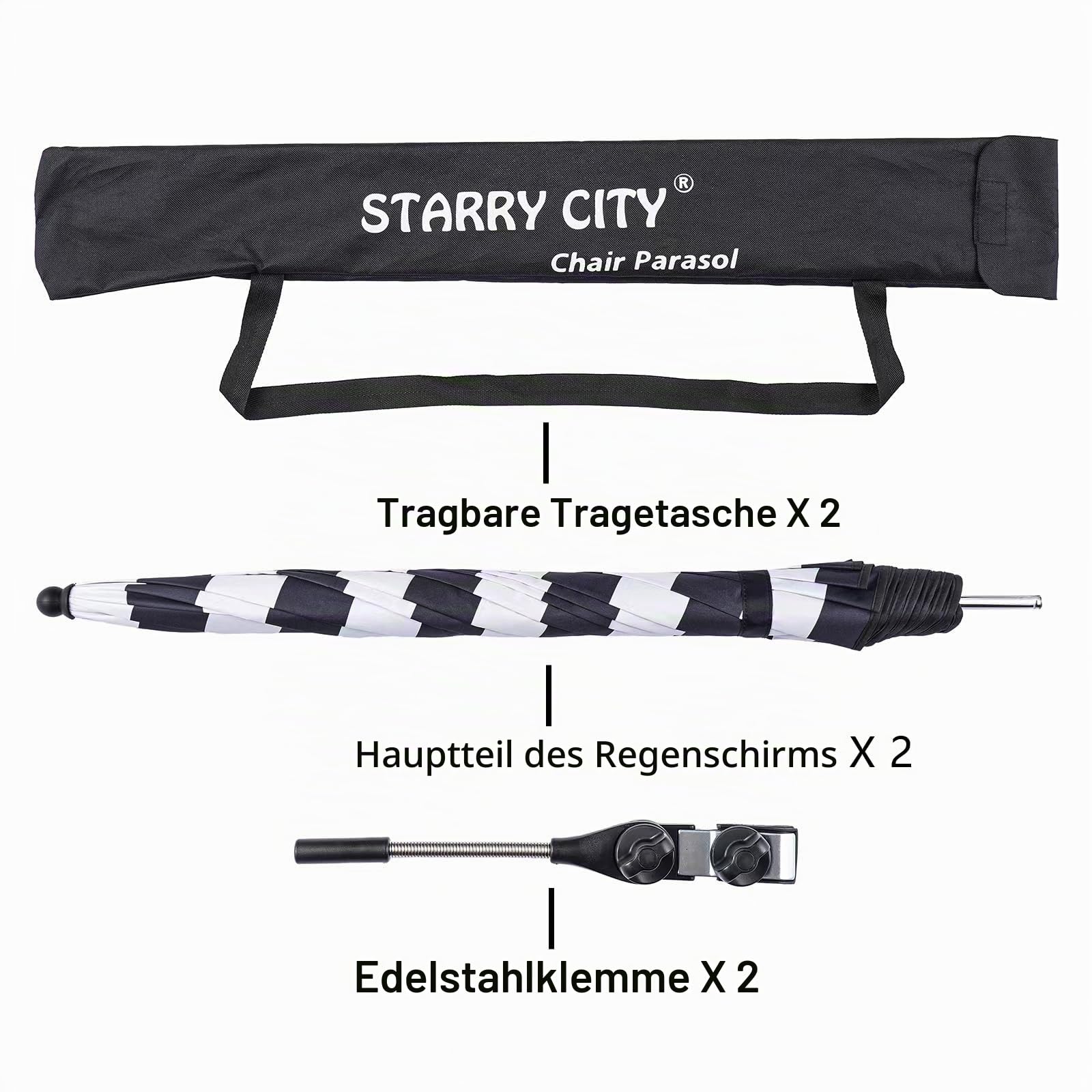 Sonnenschirm für Stuhl mit Verstellbarer Klemme,mit Regenschirm Clip Befestigung für Terrassenstühle,Strandstühle,liegestuhl,Rollstühle,Golfwagen
