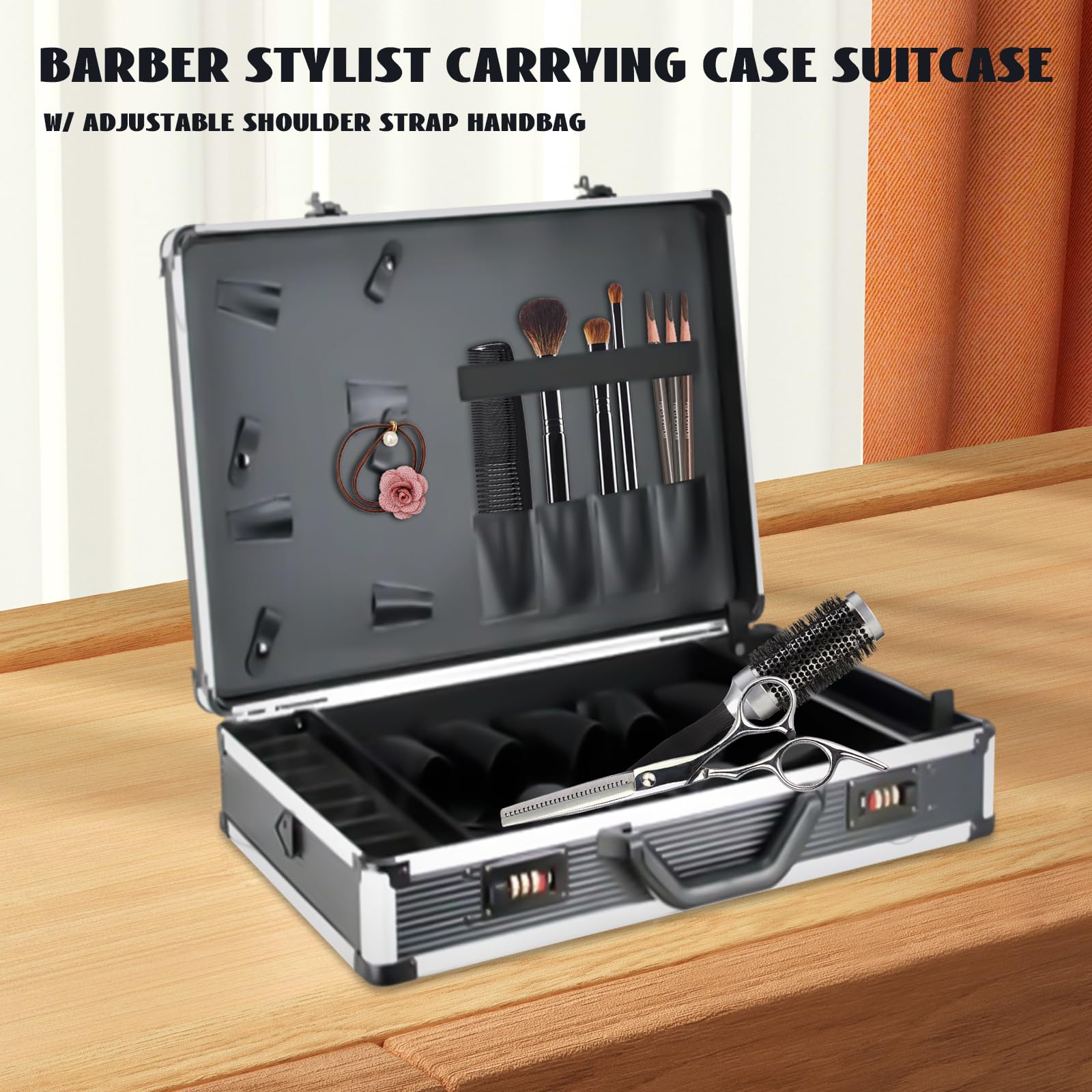 Barber Salon Stylist Carrying Suitcase, stylista z walizką, organizerem na narzędzia, do przechowywania trymerów, fryzjerów, stylistów, do przechowywania narzędzi, 56 x 33 x 11 cm (czarny i biały