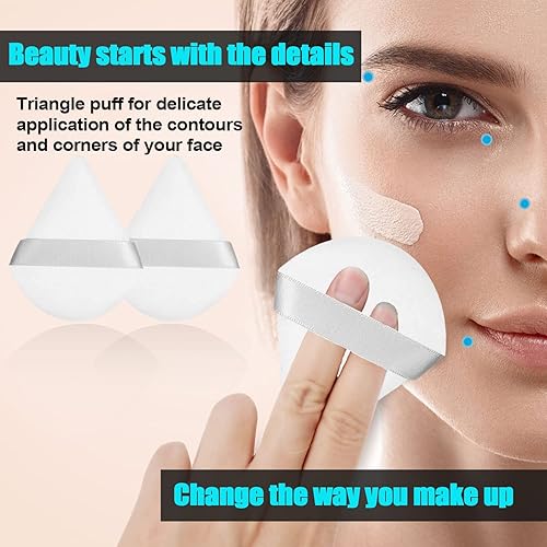 Miniatura 2 de 6 piezas de soplo de polvo para rostro, triángulo suave, soplo de terciopelo para contornear ojos y esquinas, herramientas de maquillaje cosmético